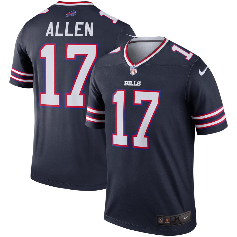 Custom Bills 17 Josh Allen Navy Inverted Legend Jersey