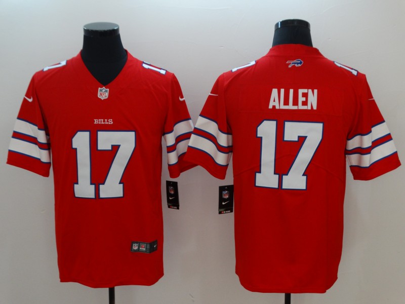 Custom Bills 17 Josh Allen Red Color Rush Limited Jersey