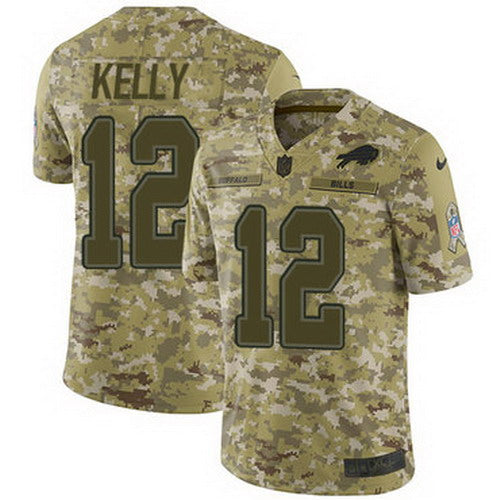 Custom Bills #12 Jim Kelly Camo Men’s Stitched NFL Limited 2018 Salute To Service Jersey