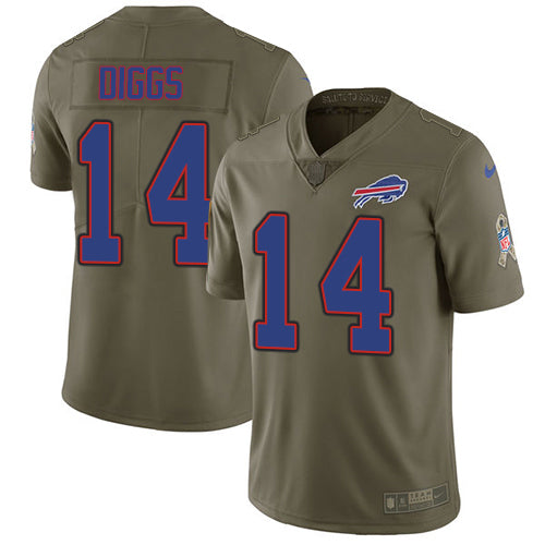 Custom Bills #14 Stefon Diggs Olive Men’s Stitched NFL Limited 2017 Salute To Service Jersey