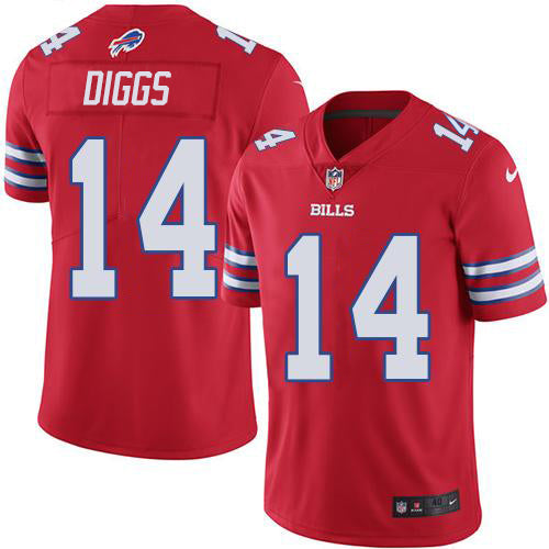 Custom Bills #14 Stefon Diggs Red Men’s Stitched NFL Limited Rush Jersey