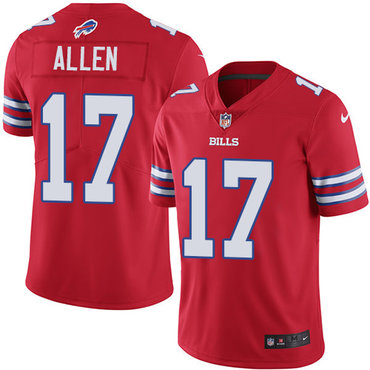 Custom Bills #17 Josh Allen Red Youth Stitched NFL Limited Rush Jersey