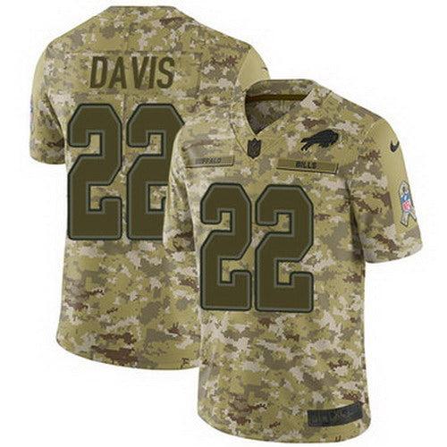 Custom Bills #22 Vontae Davis Camo Youth Stitched NFL Limited 2018 Salute to Service Jersey