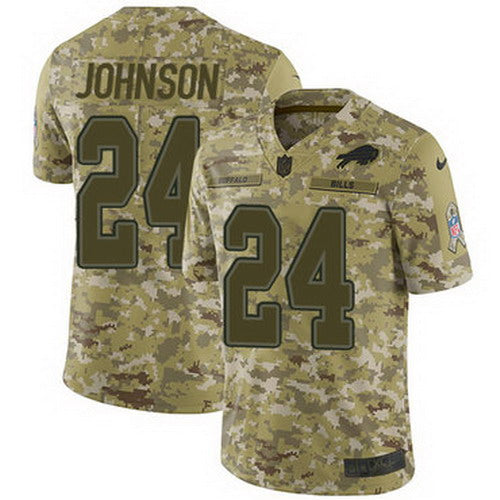 Custom Bills #24 Taron Johnson Camo Men’s Stitched NFL Limited 2018 Salute To Service Jersey