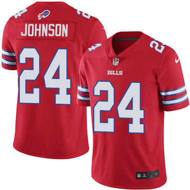 Custom Bills #24 Taron Johnson Red Men’s Stitched NFL Limited Rush Jersey