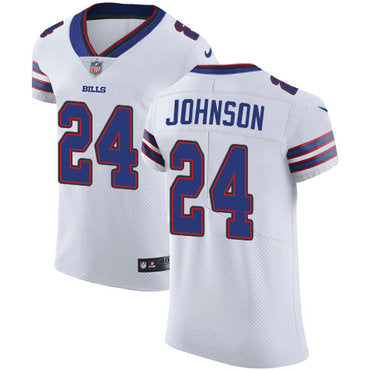 Custom Bills #24 Taron Johnson White Men’s Stitched NFL Vapor Untouchable Elite Jersey