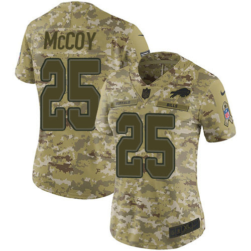 Custom Bills #25 LeSean McCoy Camo Women’s Stitched NFL Limited 2018 Salute to Service Jersey