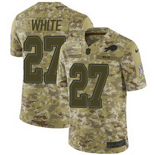 Custom Bills #27 Tre’Davious White Camo Youth Stitched NFL Limited 2018 Salute to Service Jersey