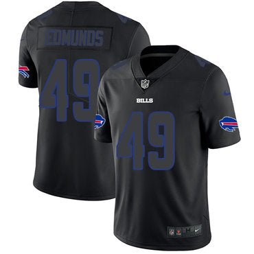 Custom Bills #49 Tremaine Edmunds Black Men’s Stitched NFL Limited Rush Impact Jersey