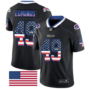 Custom Bills #49 Tremaine Edmunds Black Men’s Stitched NFL Limited Rush USA Flag Jersey