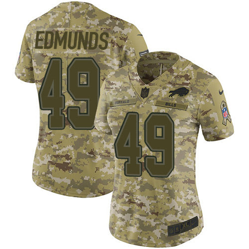 Custom Bills #49 Tremaine Edmunds Camo Women’s Stitched NFL Limited 2018 Salute to Service Jersey