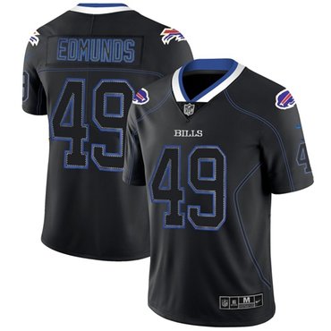 Custom Bills #49 Tremaine Edmunds Lights Out Black Men’s Stitched NFL Limited Rush Jersey