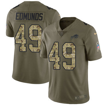 Custom Bills #49 Tremaine Edmunds Olive Camo Youth Stitched NFL Limited 2017 Salute to Service Jersey