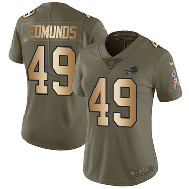 Custom Bills #49 Tremaine Edmunds Olive Gold Women’s Stitched NFL Limited 2017 Salute to Service Jersey