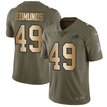 Custom Bills #49 Tremaine Edmunds Olive Gold Youth Stitched NFL Limited 2017 Salute to Service Jersey