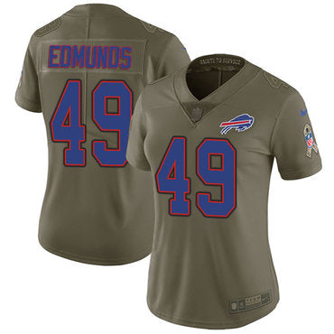 Custom Bills #49 Tremaine Edmunds Olive Women’s Stitched NFL Limited 2017 Salute to Service Jersey