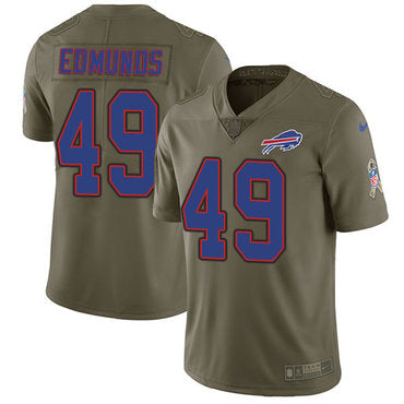 Custom Bills #49 Tremaine Edmunds Olive Youth Stitched NFL Limited 2017 Salute to Service Jersey