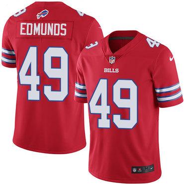 Custom Bills #49 Tremaine Edmunds Red Youth Stitched NFL Limited Rush Jersey