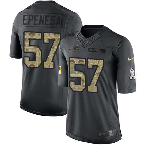 Custom Bills #57 A.J. Epenesas Black Men’s Stitched NFL Limited 2016 Salute to Service Jersey