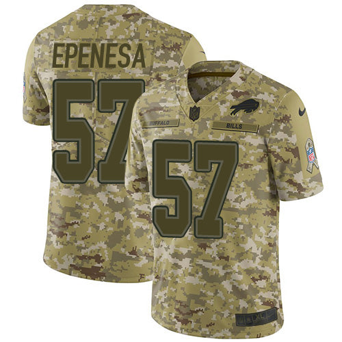 Custom Bills #57 A.J. Epenesas Camo Men’s Stitched NFL Limited 2018 Salute To Service Jersey