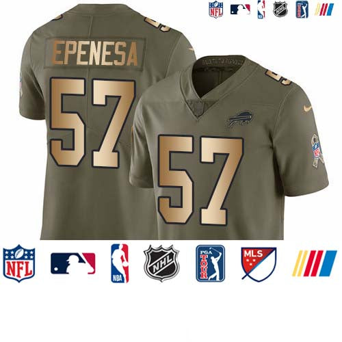 Custom Bills #57 A.J. Epenesas Olive Gold Men’s Stitched NFL Limited 2017 Salute To Service Jersey