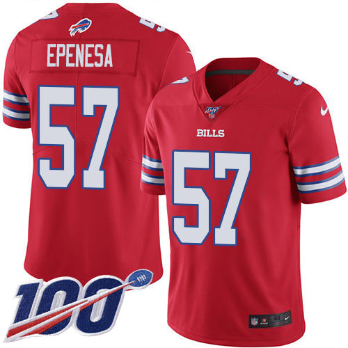 Custom Bills #57 A.J. Epenesas Red Men’s Stitched NFL Limited Rush 100th Season Jersey