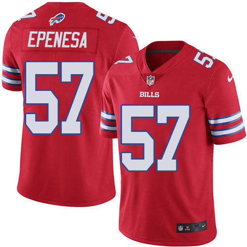 Custom Bills #57 A.J. Epenesas Red Men’s Stitched NFL Limited Rush Jersey