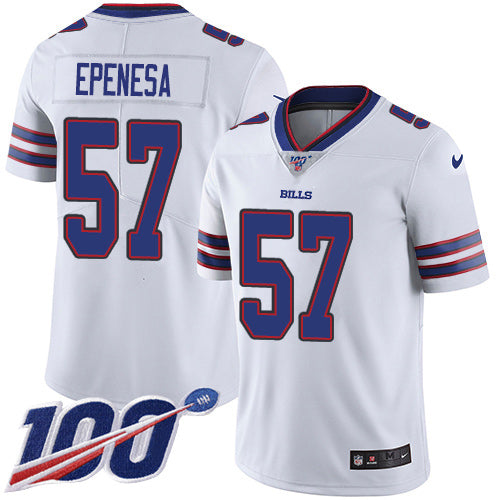 Custom Bills #57 A.J. Epenesas White Men’s Stitched NFL 100th Season Vapor Untouchable Limited Jersey