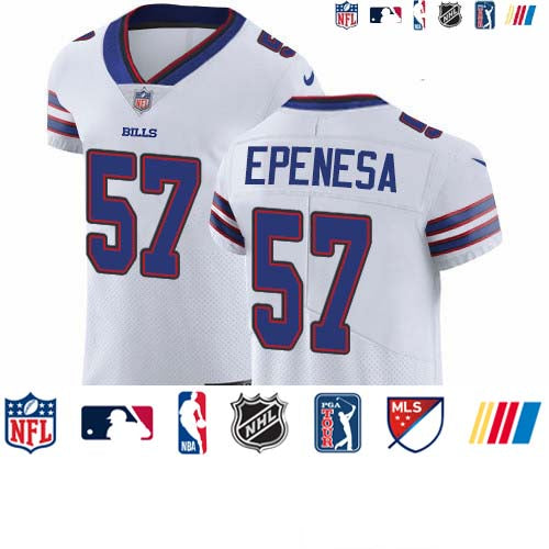 Custom Bills #57 A.J. Epenesas White Men’s Stitched NFL New Elite Jersey