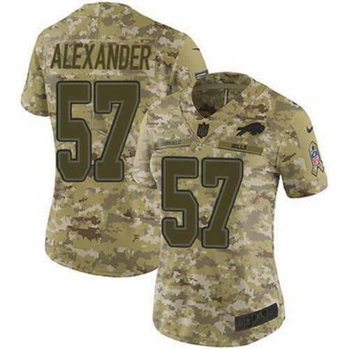 Custom Bills #57 Lorenzo Alexander Camo Women’s Stitched NFL Limited 2018 Salute to Service Jersey