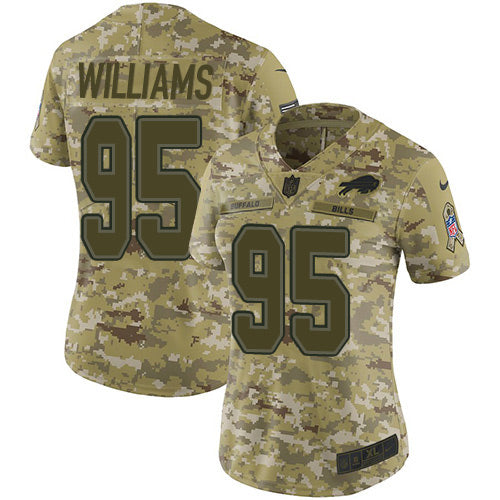 Custom Bills #95 Kyle Williams Camo Women’s Stitched NFL Limited 2018 Salute to Service Jersey