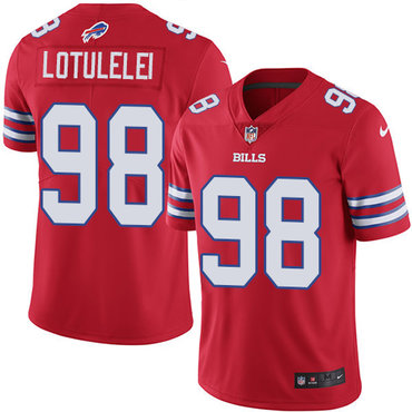 Custom Bills #98 Star Lotulelei Red Men’s Stitched NFL Limited Rush Jersey