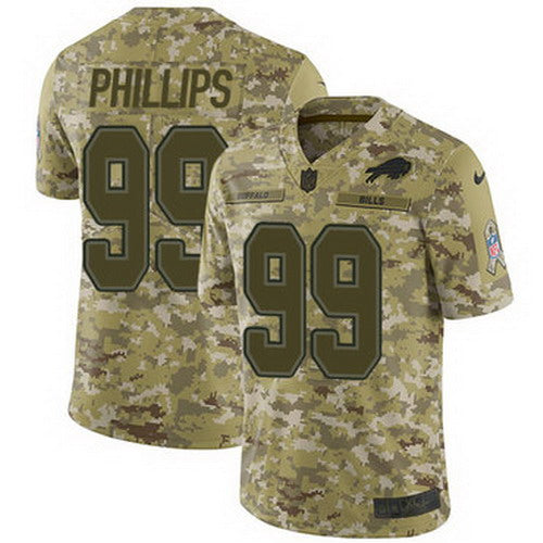 Custom Bills #99 Harrison Phillips Camo Men’s Stitched NFL Limited 2018 Salute To Service Jersey
