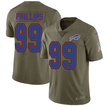 Custom Bills #99 Harrison Phillips Olive Men’s Stitched NFL Limited 2017 Salute To Service Jersey