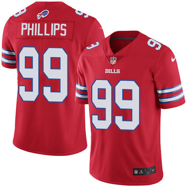 Custom Bills #99 Harrison Phillips Red Men’s Stitched NFL Limited Rush Jersey