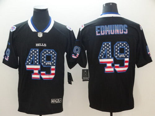 Custom Bills 49 Tremaine Edmunds Black USA Flag Fashion Limited Jersey