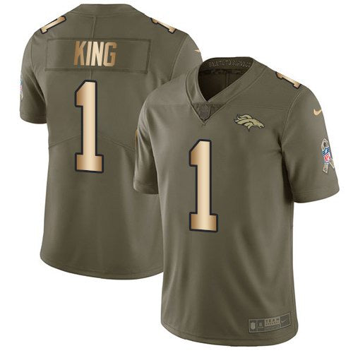 Custom Broncos 1 Marquette King Olive Gold Salute To Service Limited Jersey