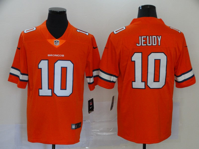 Custom Broncos 10 Jerry Jeudy Orange 2020 NFL Draft First Round Pick Color Rush Limited Jersey
