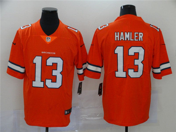 Custom Broncos 13 KJ Hamler Orange 2020 NFL Draft Color Rush Limited Jersey