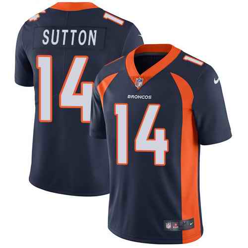 Custom Broncos 14 Courtland Sutton Navy Alternate Vapor Untouchable Limited Jersey