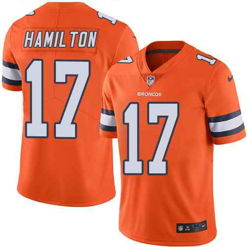 Custom Broncos 17 DaeSean Hamilton Orange Color Rush Limited Jersey
