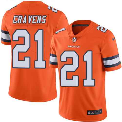Custom Broncos 21 Su’a Cravens Orange Color Rush Limited Jersey