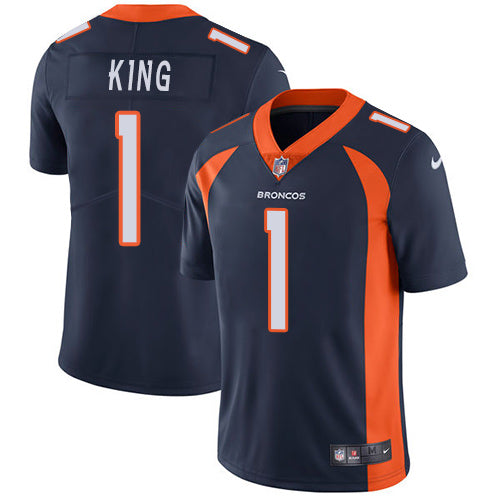 Custom Broncos #1 Marquette King Blue Alternate Youth Stitched NFL Vapor Untouchable Limited Jersey
