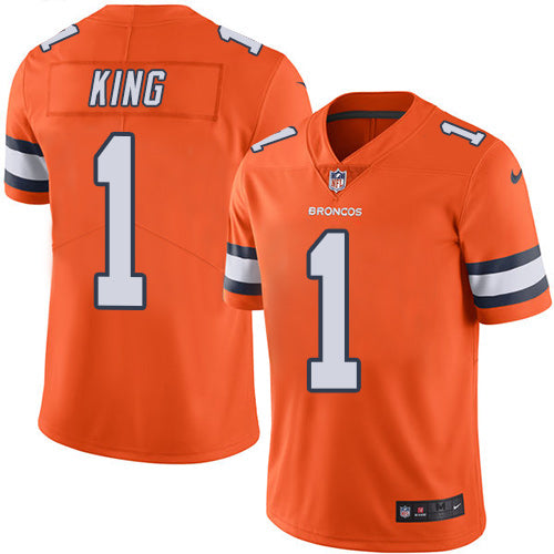 Custom Broncos #1 Marquette King Orange Youth Stitched NFL Limited Rush Jersey