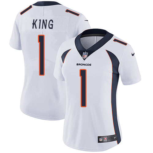 Custom Broncos #1 Marquette King White Women’s Stitched NFL Vapor Untouchable Limited Jersey