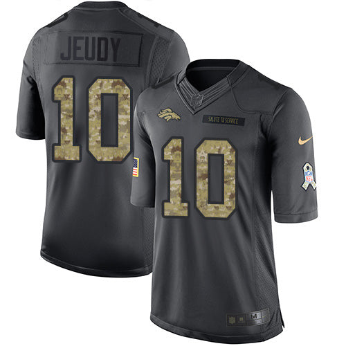 Custom Broncos #10 Jerry Jeudy Black Men’s Stitched NFL Limited 2016 Salute to Service Jersey