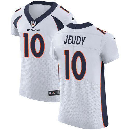 Custom Broncos #10 Jerry Jeudy White Men’s Stitched NFL New Elite Jersey