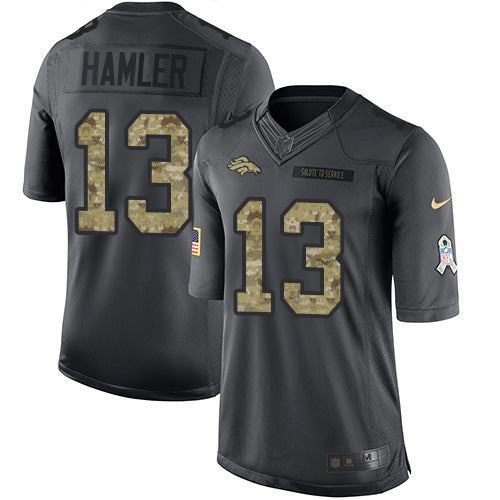 Custom Broncos #13 KJ Hamler Black Men’s Stitched NFL Limited 2016 Salute to Service Jersey