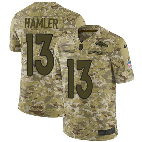Custom Broncos #13 KJ Hamler Camo Men’s Stitched NFL Limited 2018 Salute To Service Jersey