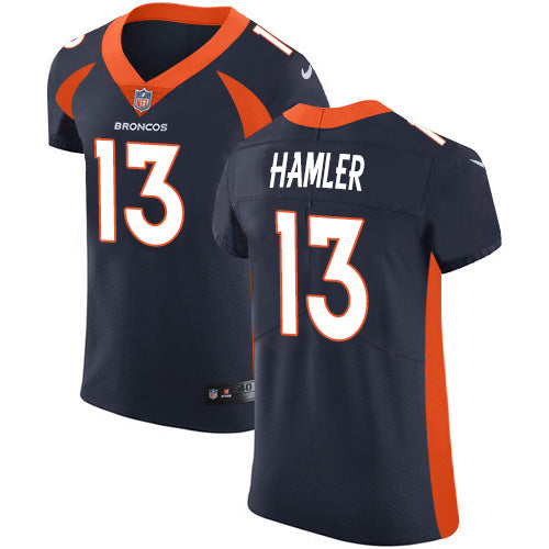 Custom Broncos #13 KJ Hamler Navy Blue Alternate Men’s Stitched NFL New Elite Jersey